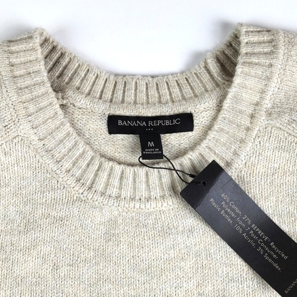 NWT Banana Republic Factory Cozy  Crew Neck Pullover Sweater Oatmeal Cream - Picture 4 of 14